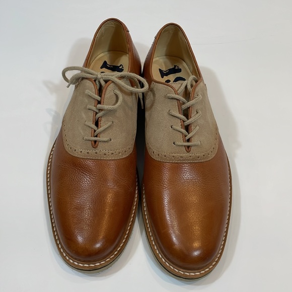 1901 Leather Oxford Loafers Size 10 M Brown And Tan Cushioned Soft Sole EUC - Picture 2 of 11